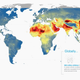 A satellite image of the areas with the most particulate matter.